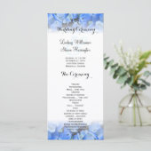 Floral Border Blue Hydrangea Wedding Tall Program Programm (Stehend Vorderseite)