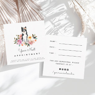 Floral Border Collie Dog Ernennung Erinnerung Nied Quadratische Visitenkarte