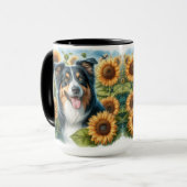 Floral Border Collie Dog Lover Kaffee Tasse (Vorderseite Links)