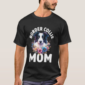 Floral Border Collie Mama Aquarell Mama Mothe T-Shirt