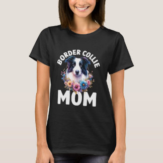 Floral Border Collie Mama Aquarell Mama Mothe T-Shirt