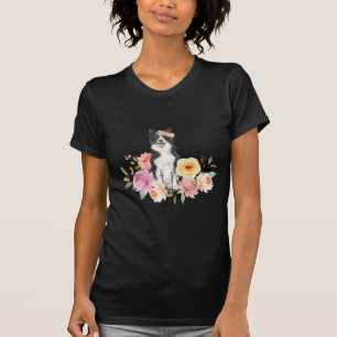Floral Border Collie T-Shirt
