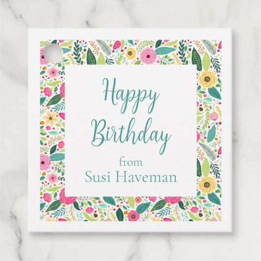 Floral Border-Geschenk-Tag Geschenkanhänger (Vorderseite)