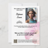 Floral Border Promotional Pageant Prints | QR Code Einladung (Rückseite)