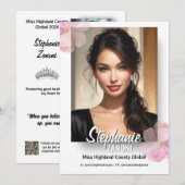 Floral Border Promotional Pageant Prints | QR Code Einladung (Vorne/Hinten)