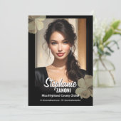 Floral Border Promotional Pageant Prints | QR Code Einladung (Stehend Vorderseite)