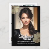 Floral Border Promotional Pageant Prints | QR Code Einladung (Vorne/Hinten)