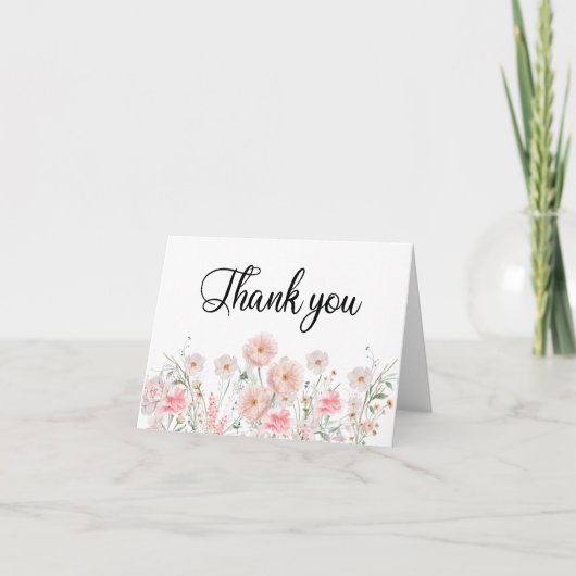 Floral Border Watercolor Dankeskarte (Vorderseite)