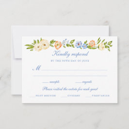 Floral Border Wedding  RSVP Karte