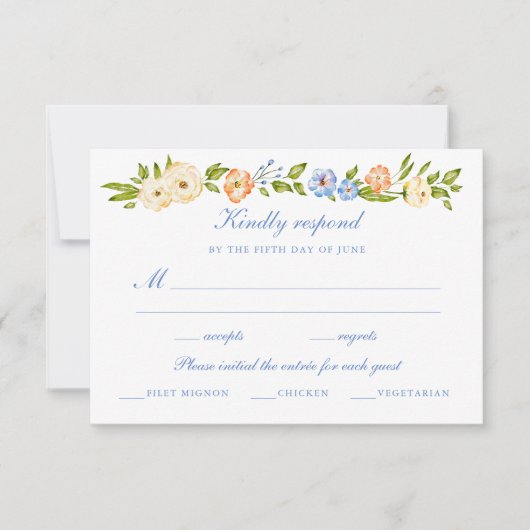 Floral Border Wedding  RSVP Karte (Vorderseite)