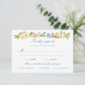 Floral Border Wedding  RSVP Karte (Stehend Vorderseite)