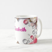Floral Border With Custom Name Kaffeetasse (VorderseiteRechts)
