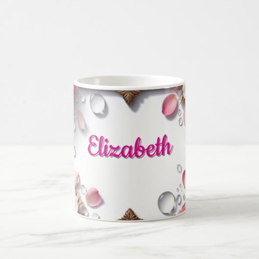 Floral Border With Custom Name Kaffeetasse (Mittel)