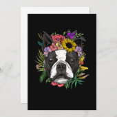 Floral Boston Terrier Dog Spring Nature Dog Liebha Ankündigung (Vorne/Hinten)