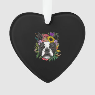 Floral Boston Terrier Dog Spring Nature Dog Liebha Ornament
