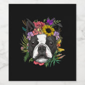 Floral Boston Terrier Dog Spring Nature Dog Liebha Weinetikett (Einzelnes Label)