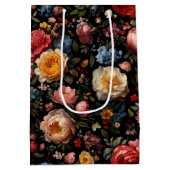 Floral Botanical Moody Black Dutch Fine Art Blume Mittlere Geschenktüte (Rückseite)