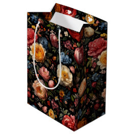 Floral Botanical Moody Black Dutch Fine Art Blume Mittlere Geschenktüte