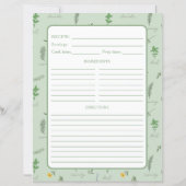 Floral Botanical Recipe Binder Page (Rückseite)