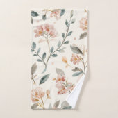 Floral Botanical Watercolor Leaves Beige Painted Badhandtuch Set (Handtuch)