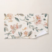 Floral Botanical Watercolor Leaves Beige Painted Badhandtuch Set (Handtuch)