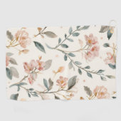 Floral Botanical Watercolor Leaves Beige Painted Golfhandtuch (Horizontal)