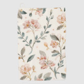 Floral Botanical Watercolor Leaves Beige Painted Golfhandtuch (Vorderseite)