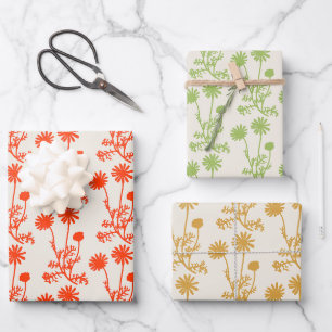 Floral Botanical Wild Daisies Vintag Gemustert Geschenkpapier Set