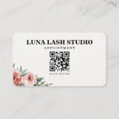 Floral Botanical Wimpernstudio QR Code Terminkarte (Rückseite)