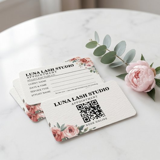 Floral Botanical Wimpernstudio QR Code Terminkarte