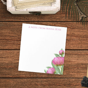 Floral Botanisch Einfache Rosa Pfingstrosen Elegan Notizblock