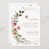 Floral Botanische Butterfliegen Gedenkstätte Einladung (Vorne/Hinten)