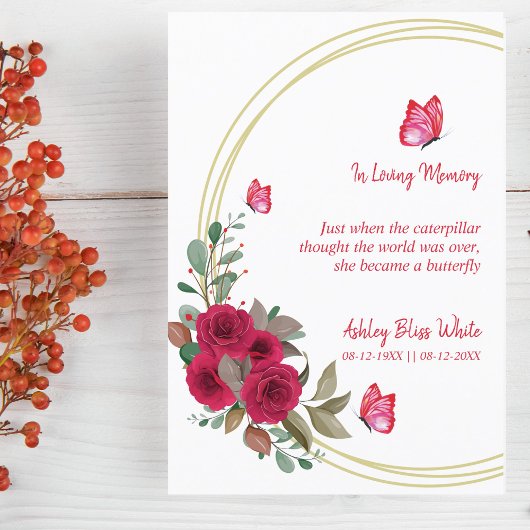 Floral Botanische Schmetterlinge Trauerliebe Einladung