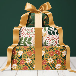 Floral Botanische Weihnachten Geschenkpapier Set
