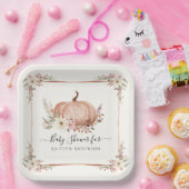 Floral Botanischer Fall Pumpkin Baby Girl Dusche Pappteller (Party)