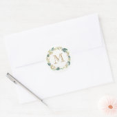 Floral Botanischer Monogramm-Aufkleber Runder Aufkleber (Umschlag)