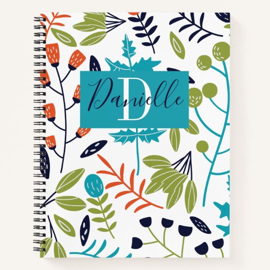 Floral Botanischer Name Monogramm Notizblock (Vorderseite)
