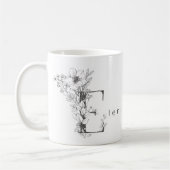 Floral Botanisches Monogramm "E" Custom Text Elega Kaffeetasse (Links)