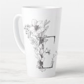 Floral Botanisches Monogramm "E" Custom Text Elega Milchtasse (Linke Ecke)