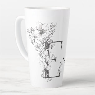 Floral Botanisches Monogramm "E" Custom Text Elega Milchtasse
