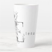 Floral Botanisches Monogramm "E" Custom Text Elega Milchtasse (Vorderseite)