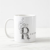 Floral Botanisches Monogramm "R" Custom Text Elega Kaffeetasse (Links)