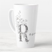 Floral Botanisches Monogramm "R" Custom Text Elega Milchtasse (Linke Ecke)