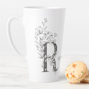 Floral Botanisches Monogramm "R" Custom Text Elega Milchtasse