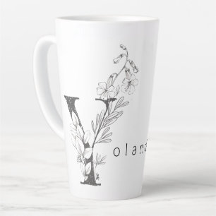 Floral Botanisches Monogramm "Y" Custom Text Elega Milchtasse
