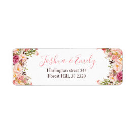 Floral Botanisches Pink Peony Wedding-Label