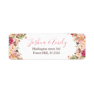 Floral Botanisches Pink Peony Wedding-Label