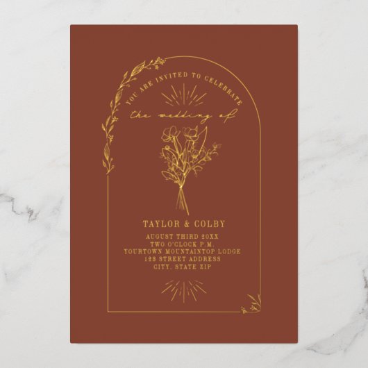 Floral Bouquet Arch Folieneinladung (Vorderseite)