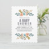 Floral Bouquet Baby Shower Einladung (Stehend Vorderseite)