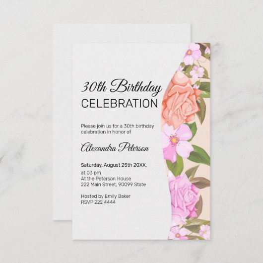 Floral Bouquet Birthday Einladung (Vorne/Hinten)